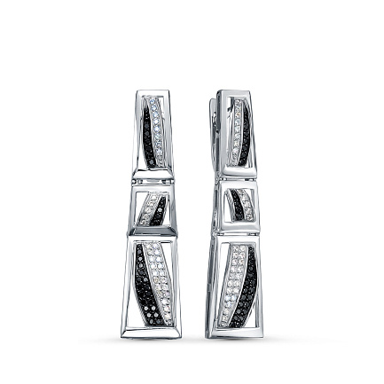 Серьги с английским замком из белого золота с бриллиантами