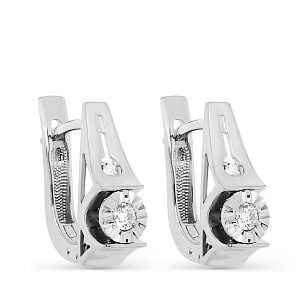 Серьги с английским замком из белого золота с бриллиантами