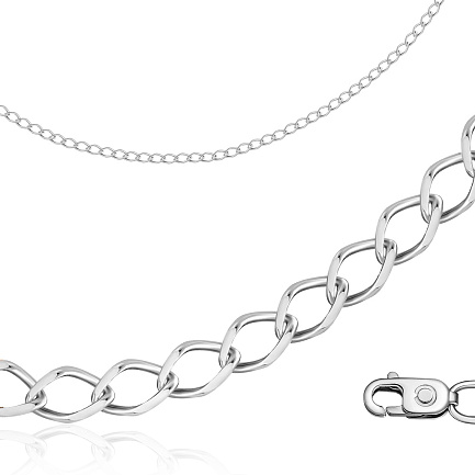 Цепь автомат из серебра, плетение одинарный ромб