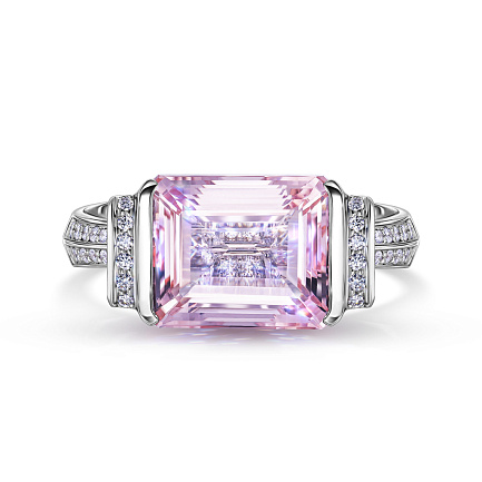 Кольцо из белого золота с бриллиантами, морганитом