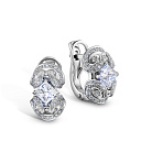 Серьги с английским замком из белого золота с бриллиантом