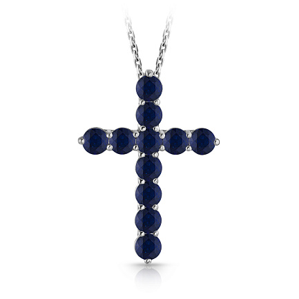 Колье из белого золота с сапфирами, плетение якорное