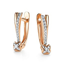 Серьги с английским замком из красного золота с бриллиантами