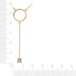 Колье из красного золота с фианитом, плетение якорное