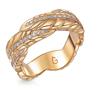 Кольцо обручальное из золота с бриллиантами