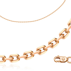 Цепь автомат из красного золота, плетение якорное