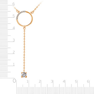 Колье из красного золота с фианитом, плетение якорное