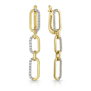 Серьги с английским замком из желтого золота с бриллиантами