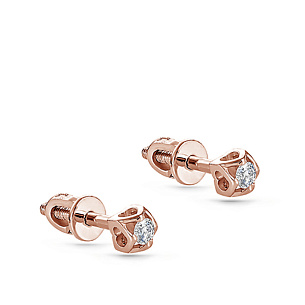 Пусеты из красного золота с бриллиантами