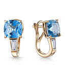 Серьги с английским замком из желтого золота с топазами