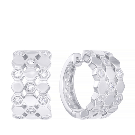 Серьги из серебра с фианитом