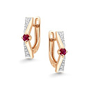 Серьги с английским замком из красного золота с бриллиантами