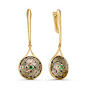 Серьги с английским замком из серебра с изумрудами