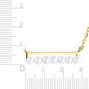 Колье из желтого золота с жемчугом, плетение якорное