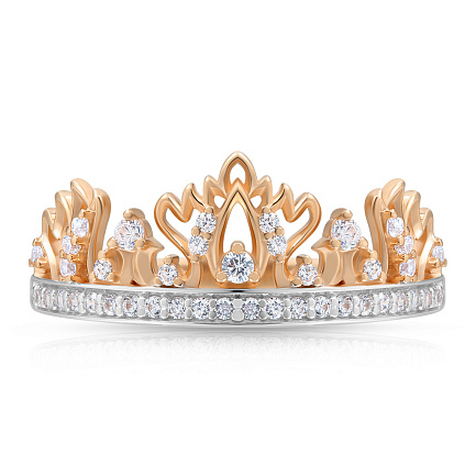 Кольцо из красного золота с фианитом