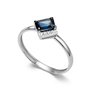 Кольцо из белого золота с бриллиантами, сапфиром