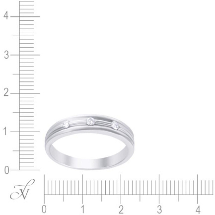 Кольцо обручальное из белого золота с бриллиантами