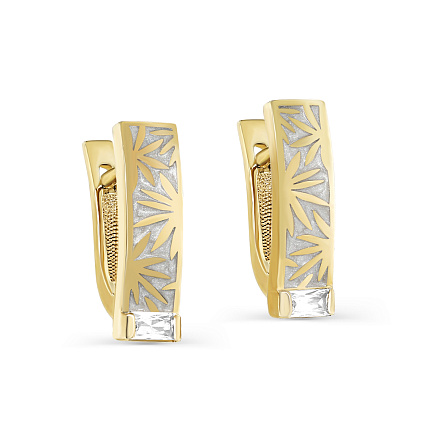 Серьги с английским замком из серебра с фианитами