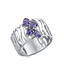 Кольцо из белого золота с бриллиантами, танзанитами