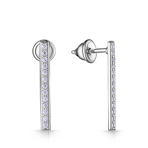 Серьги Пусеты из серебра с фианитом