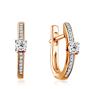 Серьги с английским замком из красного золота с бриллиантами