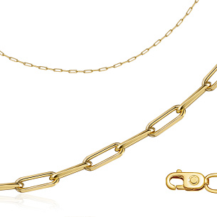 Цепь автомат из желтого золота, плетение якорная с удлиненным звеном