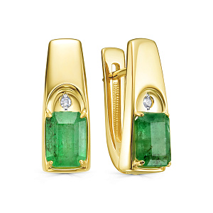 Серьги с английским замком из желтого золота