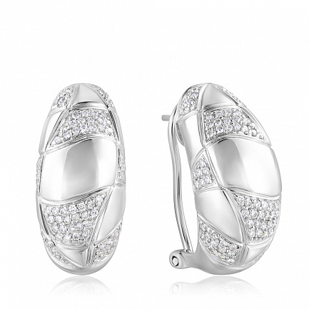 Серьги с французским замком из белого золота с бриллиантами