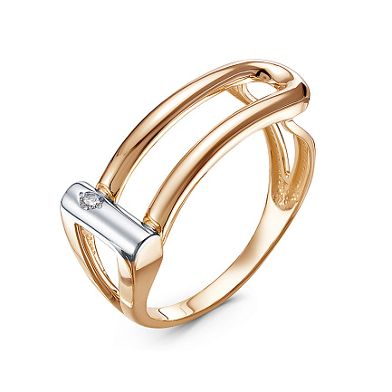 Кольцо из красного золота с бриллиантом