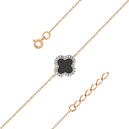 Браслет декоративный из серебра с фианитами