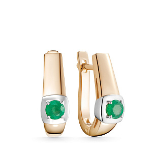 Серьги из красного золота с изумрудом