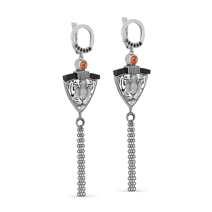 Серьги с английским замком из серебра с фианитами