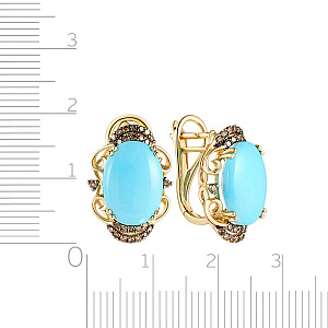 Серьги с английским замком из желтого золота с бриллиантами