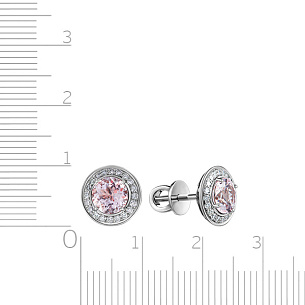 Пусеты из белого золота с бриллиантами, морганитами