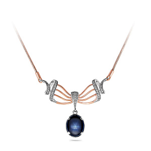 Колье из красного золота с бриллиантами, сапфиром