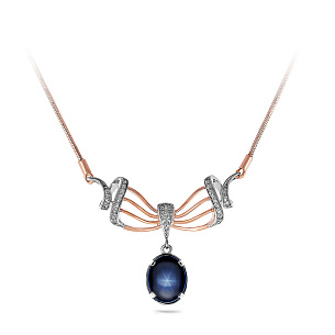 Колье из красного золота с сапфиром