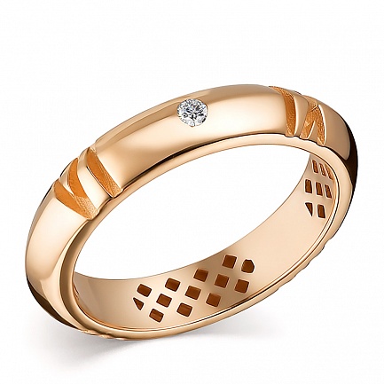 Кольцо из красного золота с бриллиантом