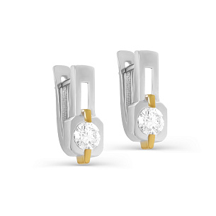 Серьги с английским замком из серебра с муассанитами