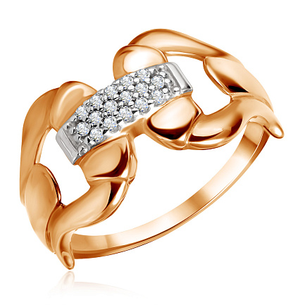 Кольцо из красного золота с фианитом