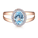 Кольцо из красного золота с топазом, фианитом