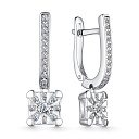 Серьги с английским замком из серебра с фианитами