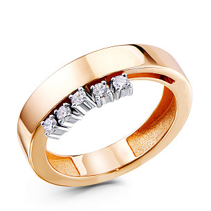 Кольцо из красного золота с бриллиантом