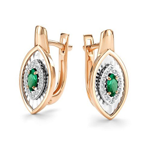 Серьги с английским замком из красного золота с бриллиантом