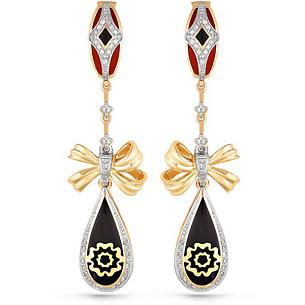 Серьги с английским замком из красного золота с бриллиантом