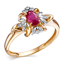 Кольцо из красного золота с бриллиантами, рубином