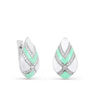 Серьги с английским замком из серебра с фианитами