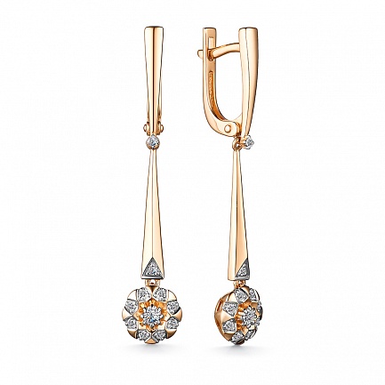 Серьги с английским замком из красного золота с бриллиантами