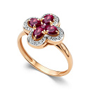 Кольцо из красного золота с бриллиантами, рубином