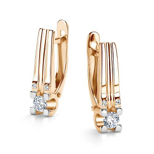 Серьги с английским замком из красного золота