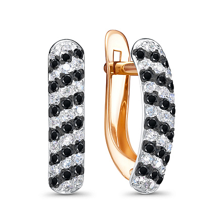 Серьги с английским замком из красного золота с фианитами